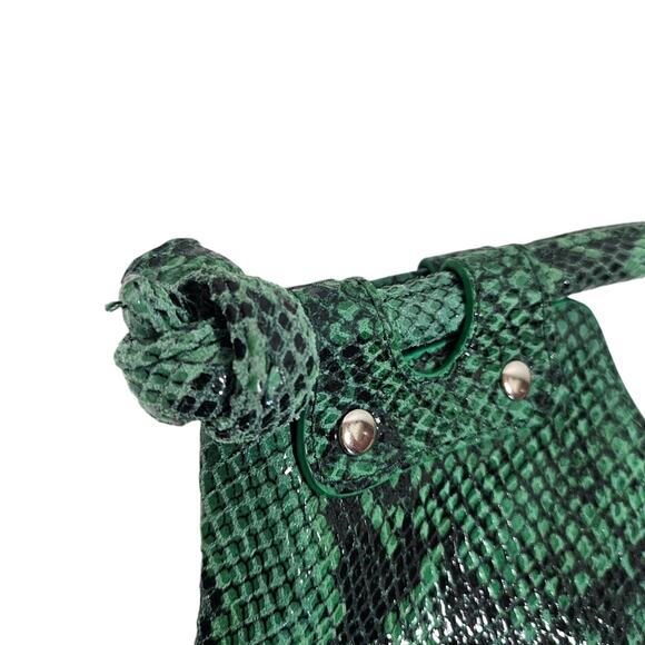 Pietro Alessandro Green Reptile Fold Over Bag - Picture 11 of 13